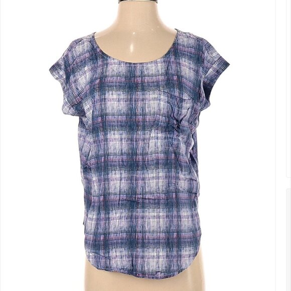WILLIAM Rast Short Sleeve Plaid Blouse Size S - Picture 1 of 3